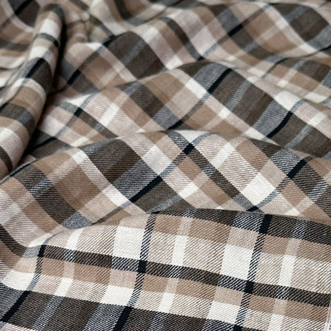 Powell Linen Cotton Check Newhart Brown ½ yd-Fabric-Spool of Thread