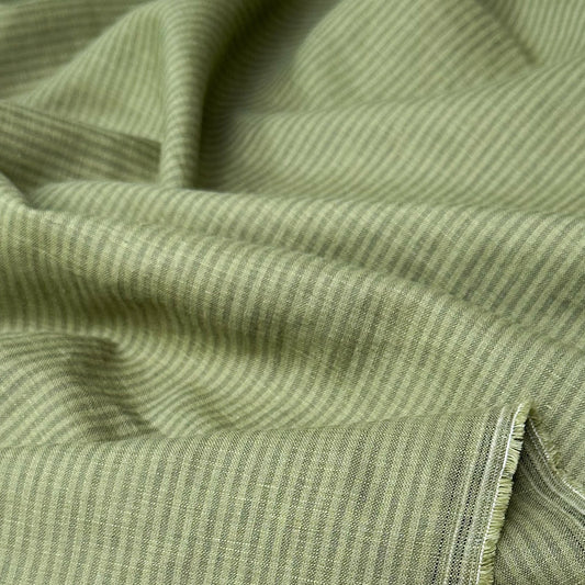Powell Linen Cotton Stripe Matcha Scoop ½ yd-Fabric-Spool of Thread