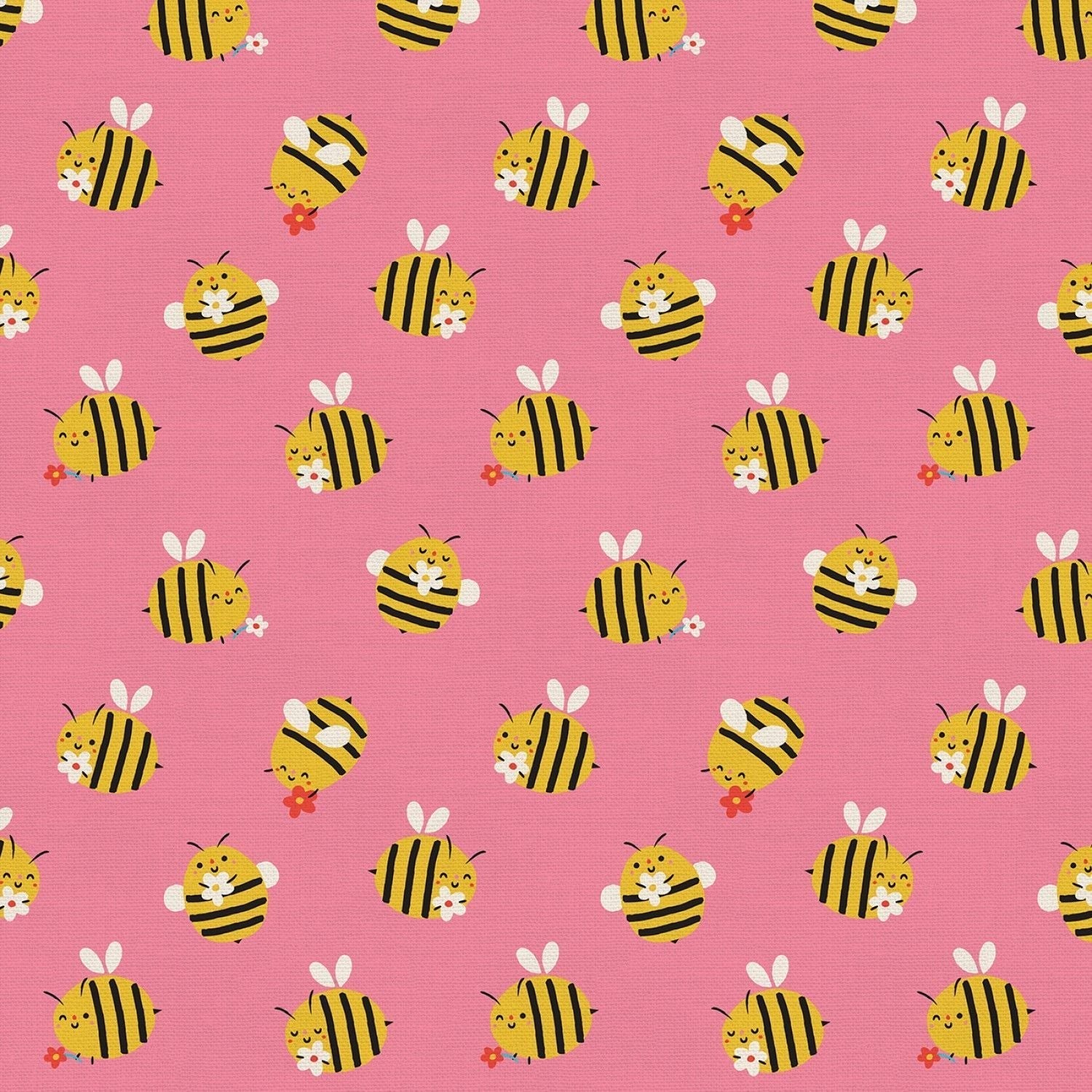 REMNANT Bee Mine Flower Toss Pink - 2.55 yards-Fabric-Spool of Thread
