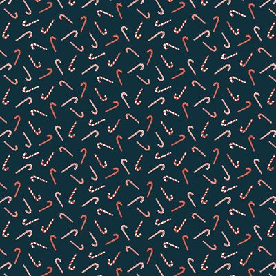 REMNANT Christmas Lane Candy Cane Navy - 0.3 yards-Fabric-Spool of Thread