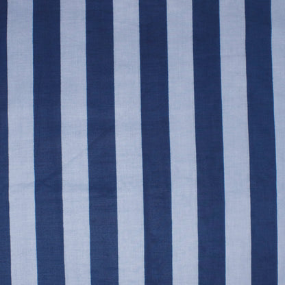 REMNANT Cotton Block Print Lawn Stripe Navy Grey - 0.47 yards-Fabric-Spool of Thread