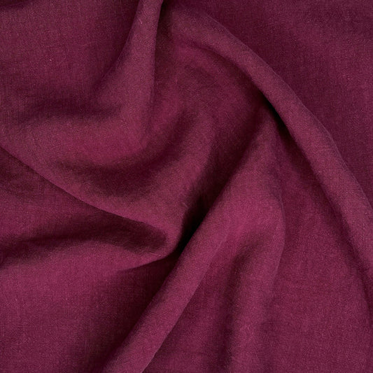 REMNANT Ellis Washed Linen Wild Berry - 0.83 yards-Fabric-Spool of Thread