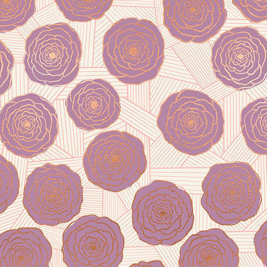 REMNANT Floradora Bunch of Roses Metallic Lupine - 0.7 yards-Fabric-Spool of Thread