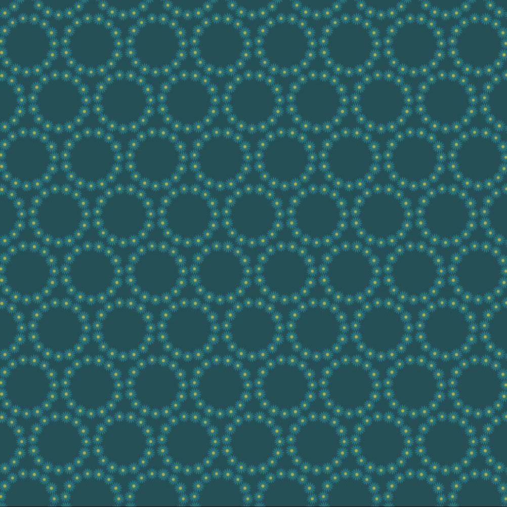 REMNANT Florescence Daisy Crown Teal Metallic - 1.45 yards-Fabric-Spool of Thread