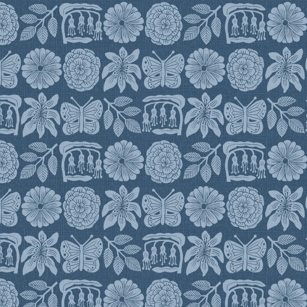 REMNANT Folktale Folktale Denim - 2 yards-Fabric-Spool of Thread