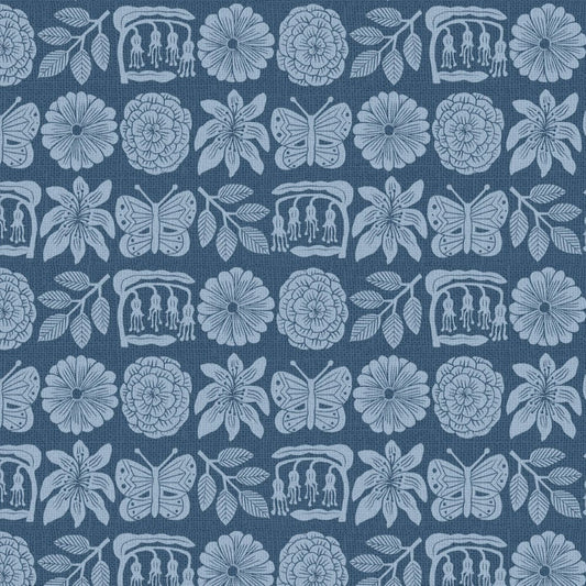 REMNANT Folktale Folktale Denim - 2 yards-Fabric-Spool of Thread