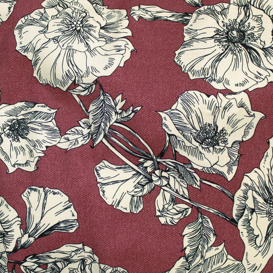 REMNANT Fraser Rayon Pressed Flowers Maroon - 1.33 yards-Fabric-Spool of Thread