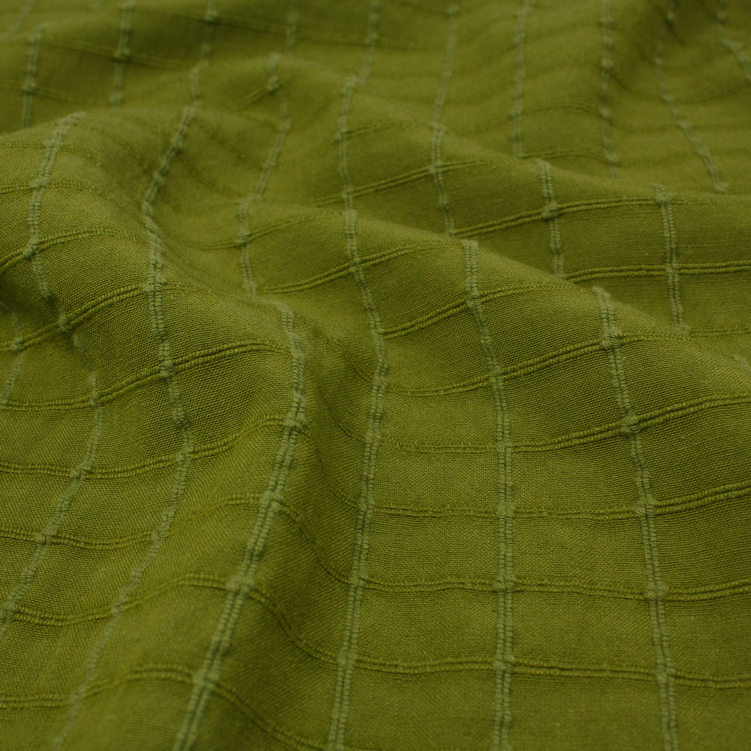 REMNANT Kaslo Windowpane Cotton Rayon Jacquard Forest - 1.36 yards-Fabric-Spool of Thread