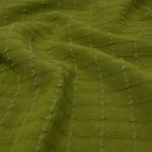 REMNANT Kaslo Windowpane Cotton Rayon Jacquard Forest - 1.36 yards-Fabric-Spool of Thread