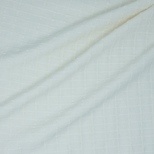 REMNANT Kaslo Windowpane Cotton Rayon Jacquard Jasmine - 1 yards-Fabric-Spool of Thread