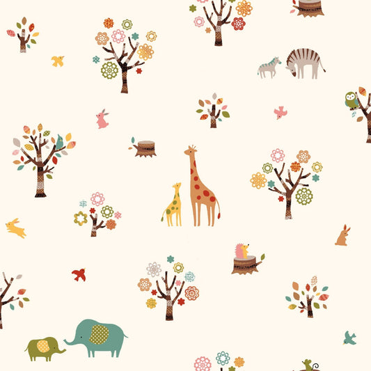 REMNANT Kids Land Animals Cream - 1.19 yards-Fabric-Spool of Thread