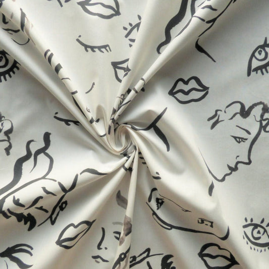 REMNANT Lady McElroy Cotton Poplin Minimalistic Sketch - 1.5 yards-Fabric-Spool of Thread