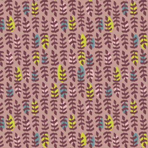 REMNANT New Abstracts Stamped Leaf Pink - 0.55 yards-Fabric-Spool of Thread