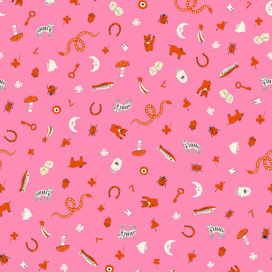 REMNANT Ooh Lucky Lucky Lucky Pink - 1.78 yards-Fabric-Spool of Thread
