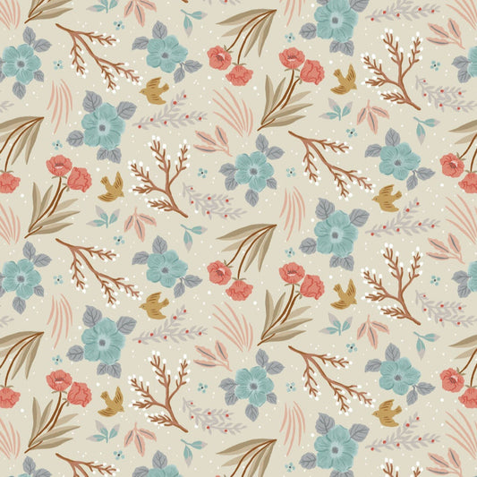 REMNANT Paws & Play Large Floral Cream - 1.5 yards-Fabric-Spool of Thread