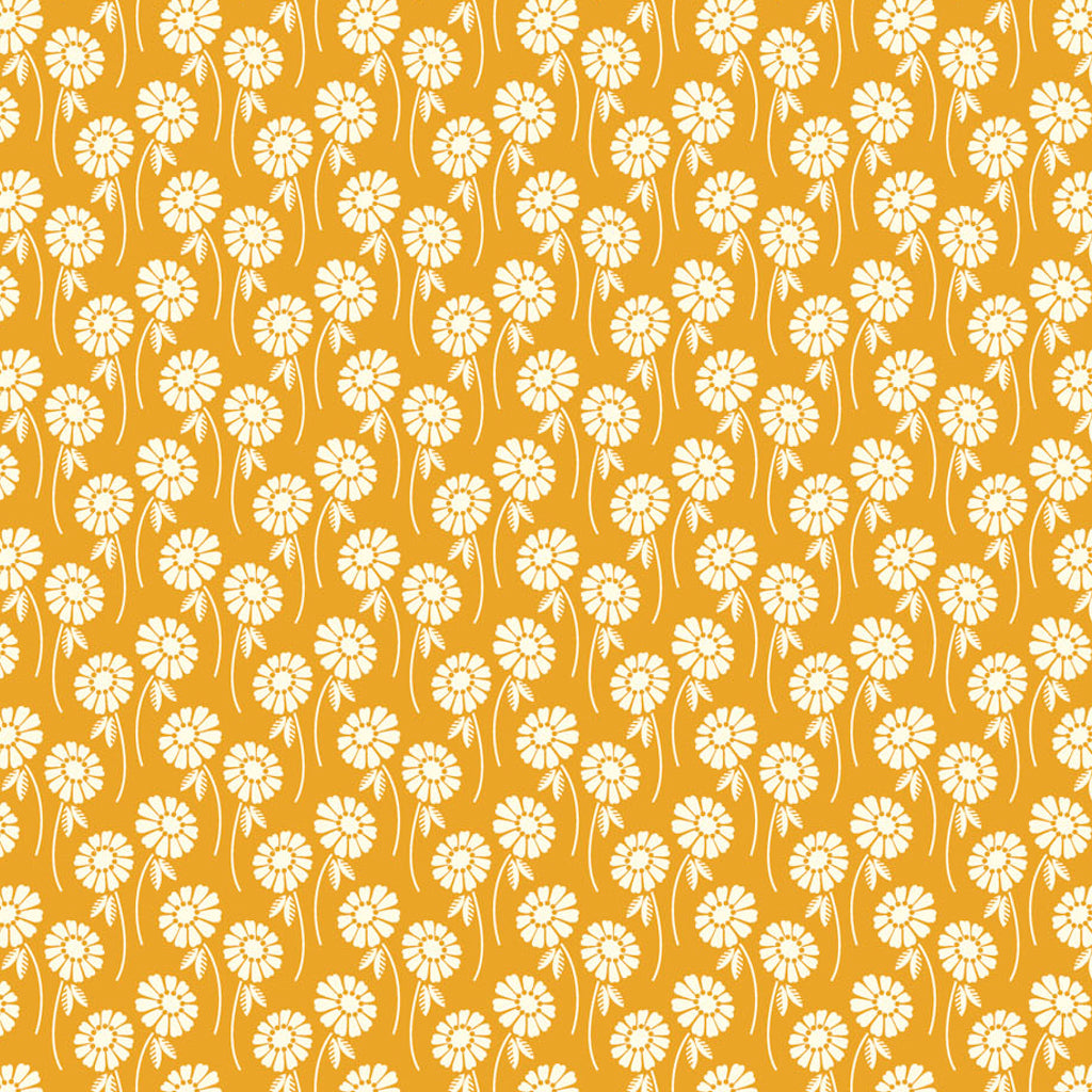 REMNANT Pop Sugar Upsy Daisy Butterscotch - 0.47 yards-Fabric-Spool of Thread