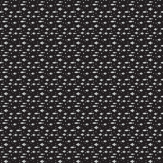 REMNANT Reef Life Minnows Black - 1.42 yards-Fabric-Spool of Thread
