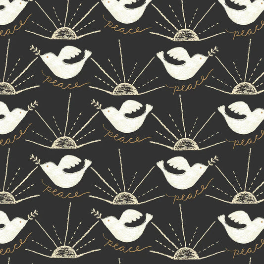 REMNANT Reflections Doves Black - 2 yards-Fabric-Spool of Thread