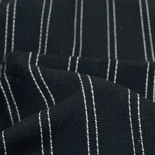 REMNANT Rupert Polyester Viscose Stripe Suiting Onyx - 2 yards-Fabric-Spool of Thread