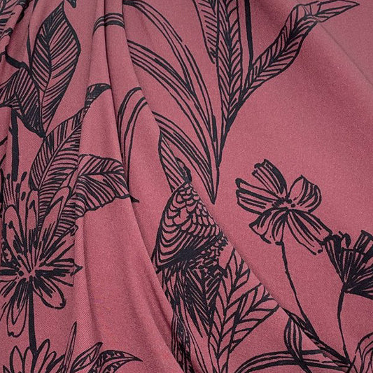 REMNANT Sidney Tencel Wild Jungle Dark Red - 2.28 yards-Fabric-Spool of Thread