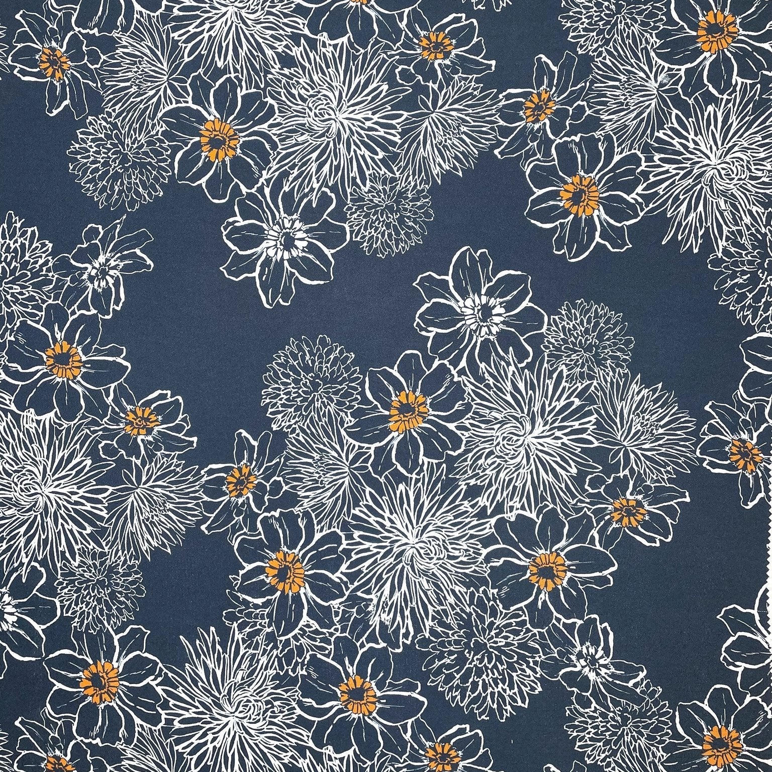 REMNANT Sidney Woven Tencel Bouquet Navy - 0.96 yards-Fabric-Spool of Thread