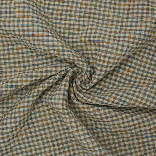 REMNANT Sooke Cotton Linen Plaid Seersucker Kaleidoscope - 0.53 yards-Fabric-Spool of Thread