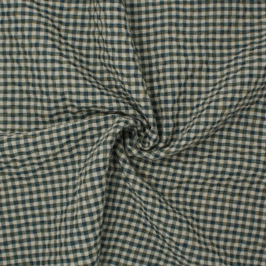 REMNANT Sooke Cotton Linen Plaid Seersucker Stanley Park Green - 1.44 yards-Fabric-Spool of Thread