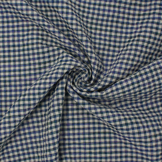 REMNANT Sooke Cotton Linen Plaid Seersucker Wildflower Meadow - 1.2 yards-Fabric-Spool of Thread