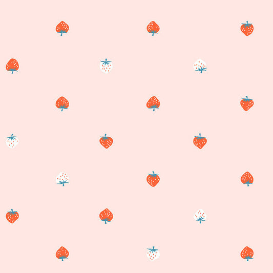 REMNANT Strawberry Cotton Lawn Pale Pink - 1.58 yards-Fabric-Spool of Thread