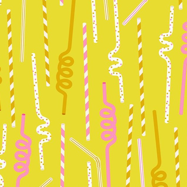 REMNANT Sugar Cone Straws Citron - 2.09 yards