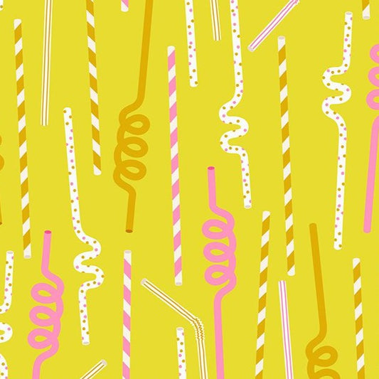 REMNANT Sugar Cone Straws Citron - 2.09 yards-Fabric-Spool of Thread