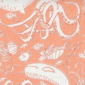 REMNANT The Sea And Me Coral - 2.08 yards-Fabric-Spool of Thread