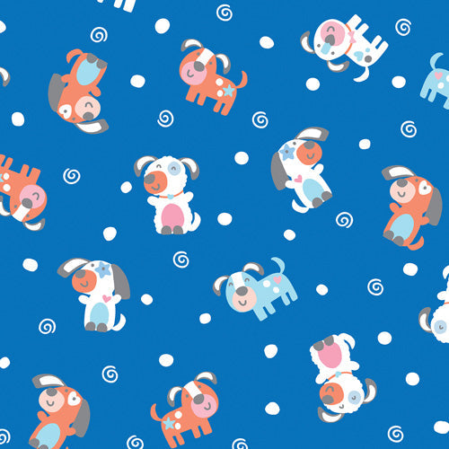 REMNANT Twinkle Comfort Cotton Flannel Dogs Royal Blue - 1.47 yards-Fabric-Spool of Thread