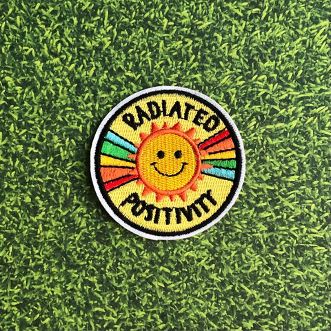 Radiated Positivity Sun and Rainbow Iron-on Embroidered Patch-Notion-Spool of Thread