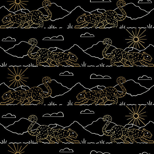 Reign Wild Cat Black Metallic ½ yd-Fabric-Spool of Thread