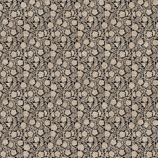 Rhythm & Leaves Linen Cotton Canvas Chain Floral Black ½ yd-Fabric-Spool of Thread