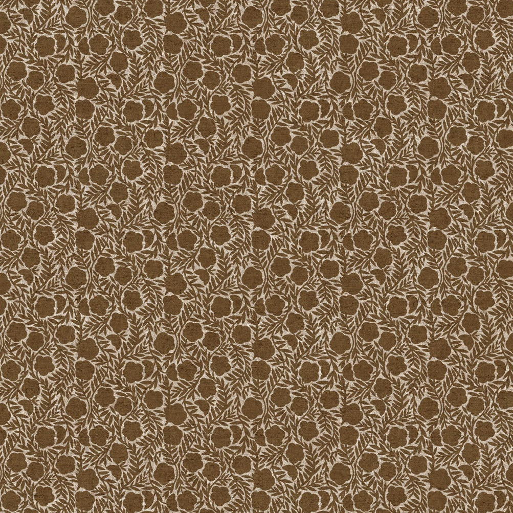 Rhythm & Leaves Linen Cotton Canvas Chain Floral Ochre ½ yd-Fabric-Spool of Thread