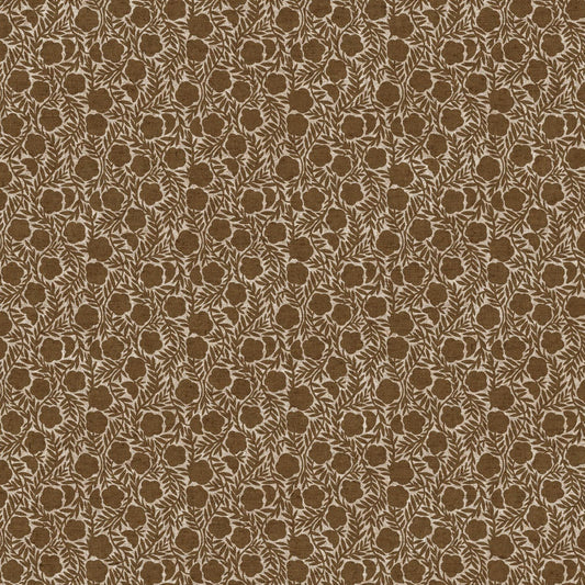 Rhythm & Leaves Linen Cotton Canvas Chain Floral Ochre ½ yd-Fabric-Spool of Thread