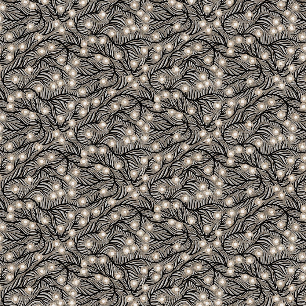 Rhythm & Leaves Linen Cotton Canvas Trellis Black ½ yd-Fabric-Spool of Thread