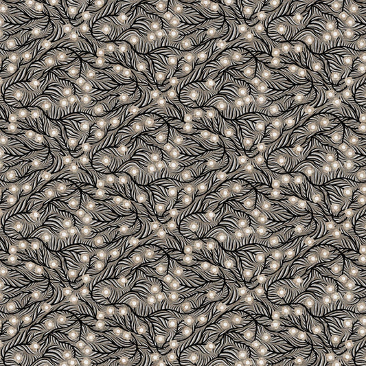 Rhythm & Leaves Linen Cotton Canvas Trellis Black ½ yd-Fabric-Spool of Thread