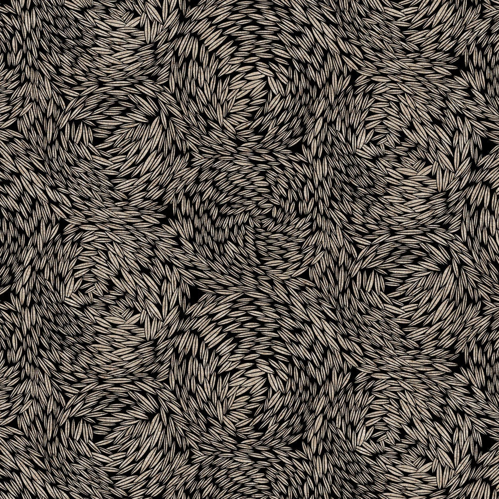 Rhythm & Leaves Linen Cotton Canvas Wheat Black ½ yd-Fabric-Spool of Thread