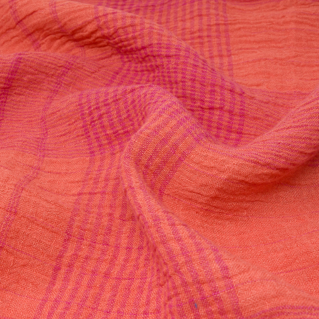 Sechelt Washed Yarn Dyed Linen Check Fire ½ yd