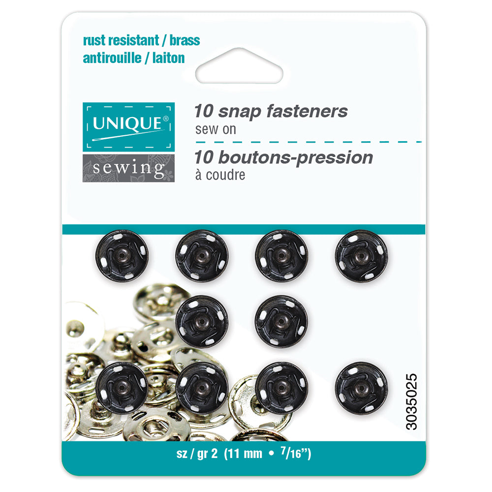 Sew-On Snap Fasteners, 11mm, Black-Notion-Spool of Thread
