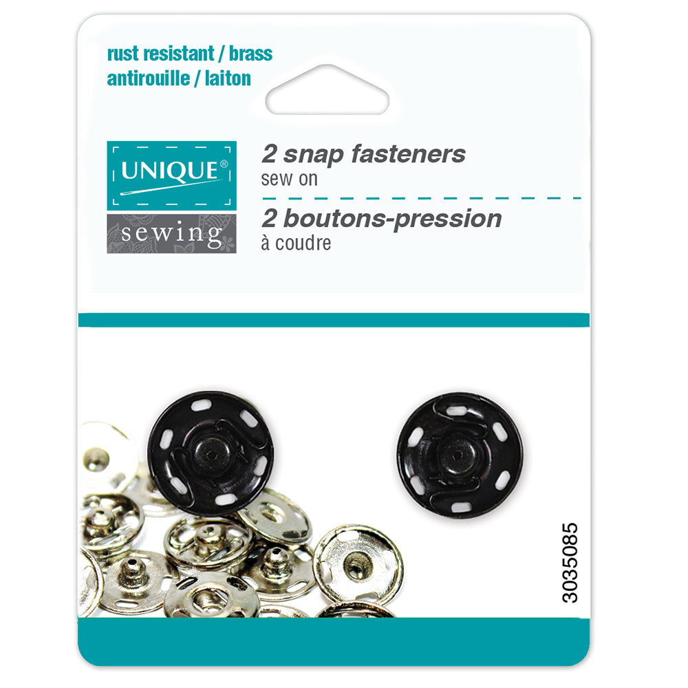 Sew-On Snap Fasteners, 18mm, Black-Notion-Spool of Thread