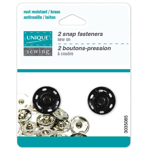 Sew-On Snap Fasteners, 18mm, Black-Notion-Spool of Thread
