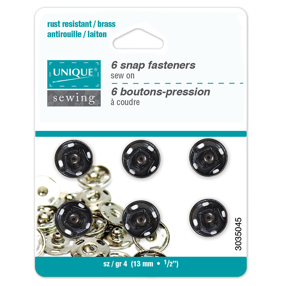Sew-on Snap Fasteners, 13mm, Black-Notion-Spool of Thread