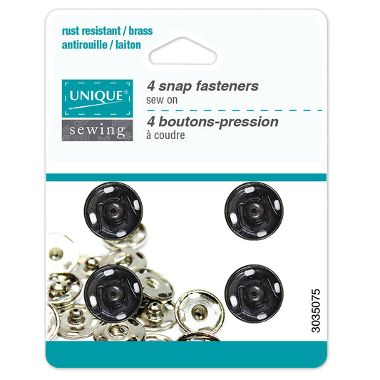 Sew-on Snap Fasteners, 15mm, Black-Notion-Spool of Thread
