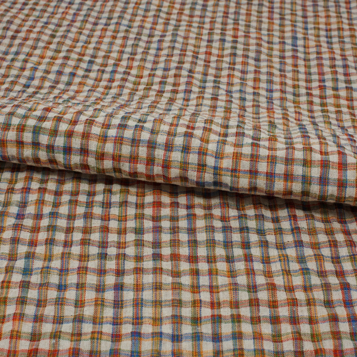 Sooke Cotton Linen Plaid Seersucker Autumn ½ yd-Fabric-Spool of Thread
