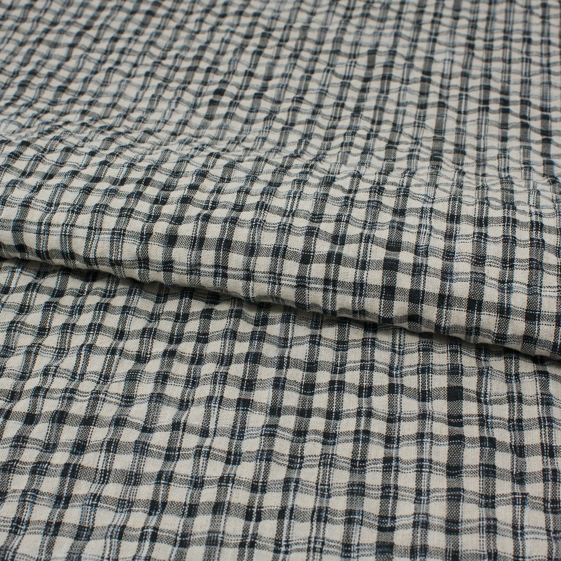 Sooke Cotton Linen Plaid Seersucker Eclipse Black ½ yd-Fabric-Spool of Thread