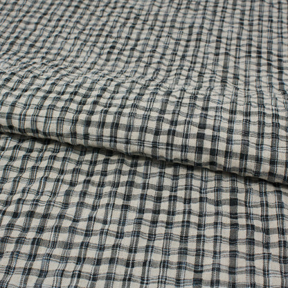 Sooke Cotton Linen Plaid Seersucker Eclipse Black ½ yd-Fabric-Spool of Thread